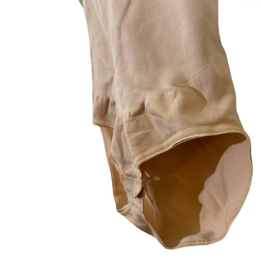 Assets by Spanx Shaping Open-Bust Bodysuit Beige Style 10247R Shaper Shapewear L